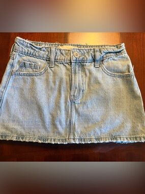 Hollister Light Blue Frayed Denim Mini Skirt
